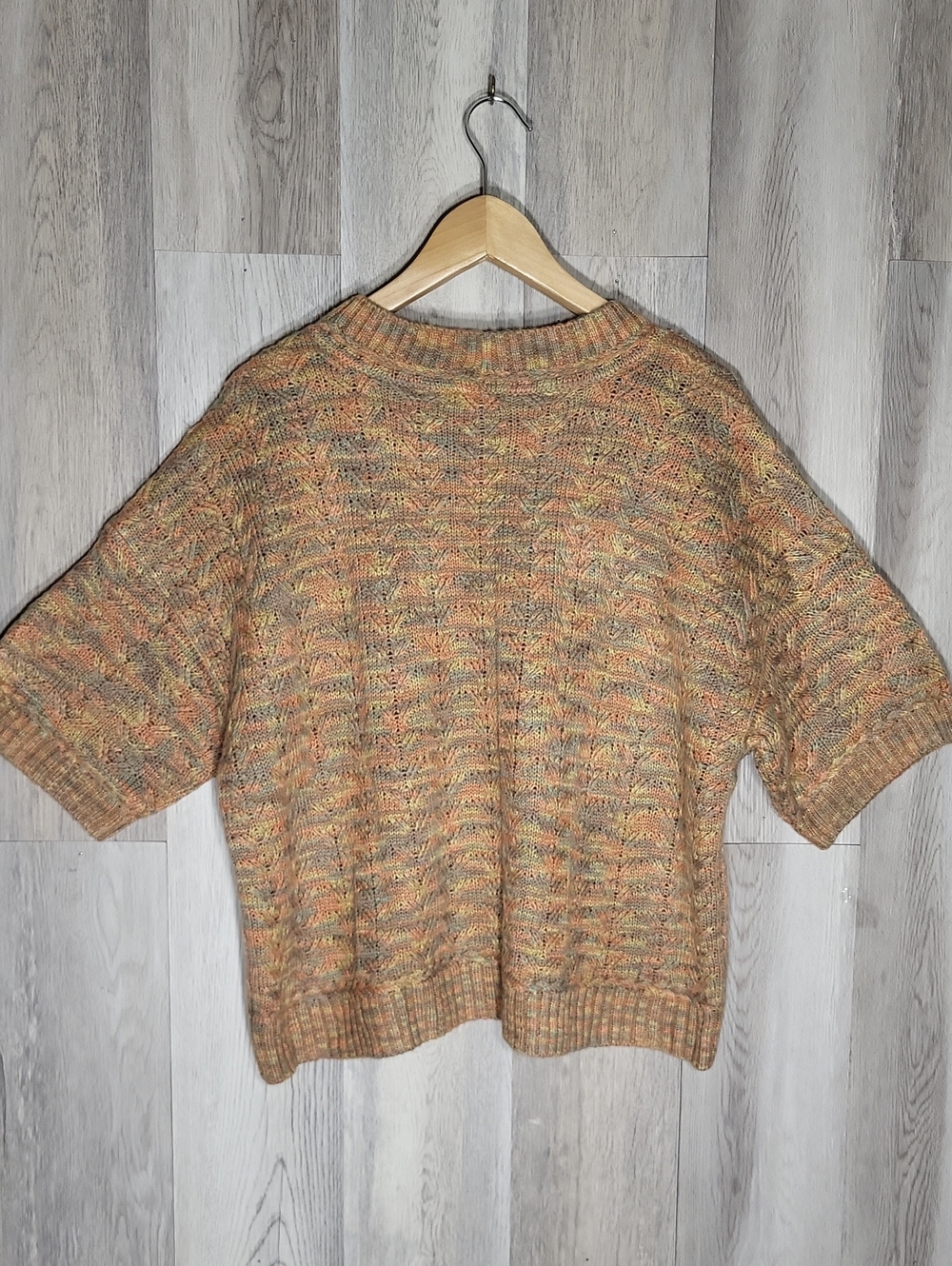 Madewell Womens XL Marled Knit Short Sleeve Sweater Pullover Oversized Cozy - Picture 7 of 9